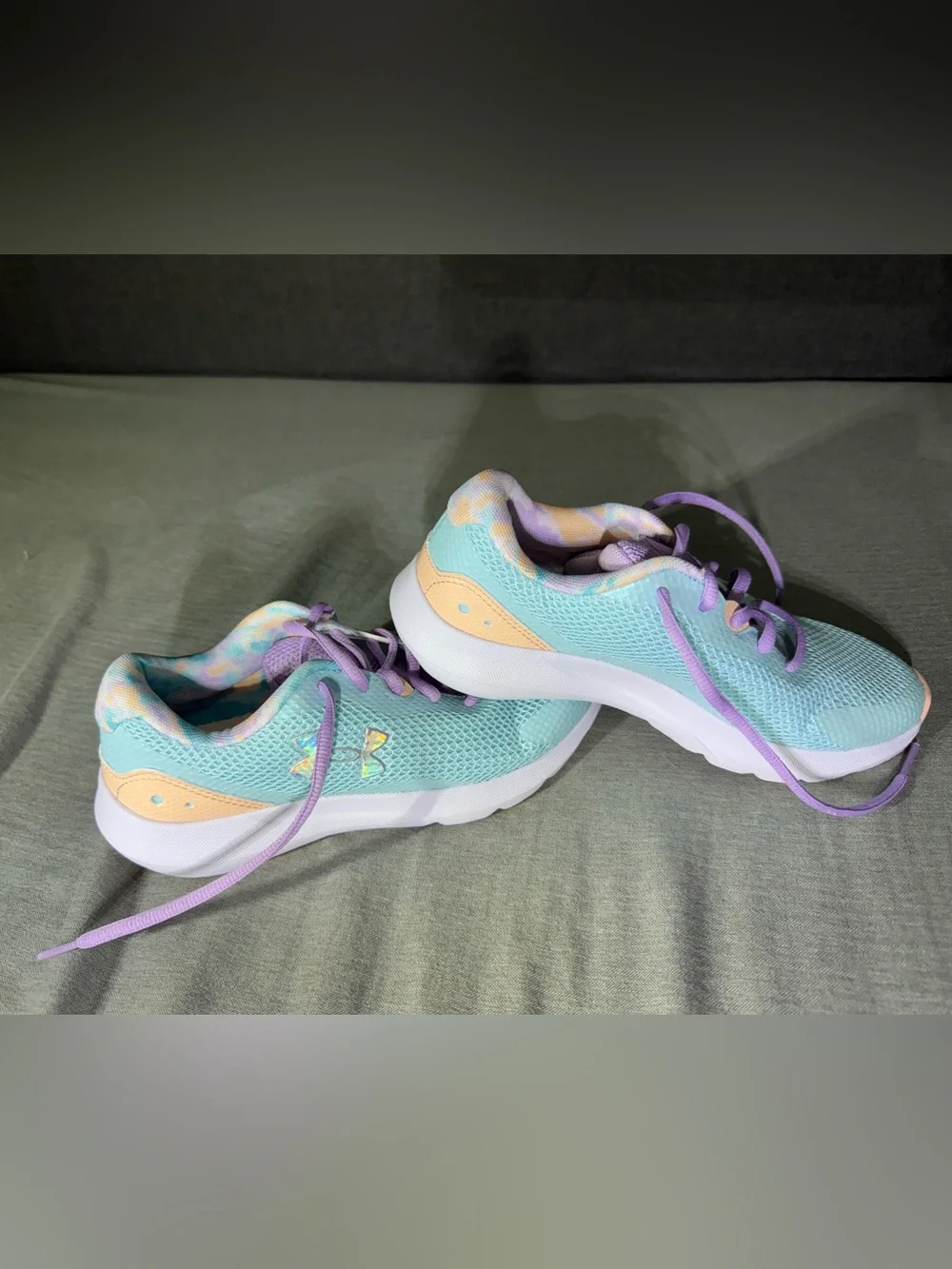 Under Armour Kids (Girl)Mesh Sneakers in Aqua, Lavender & Peach
